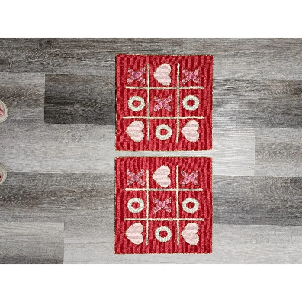 Valentines Day Hearts XOXO Beaded Placemat Charger Placemats 2 Pc‎ 14